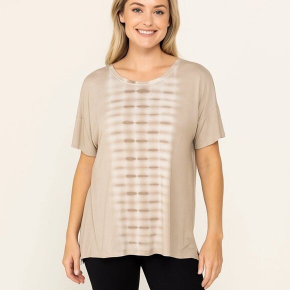 Pure Jill Tops - Pure Jill Women's Beige Tie-Dye Short Sleeve Pullover Tunic Top Size S